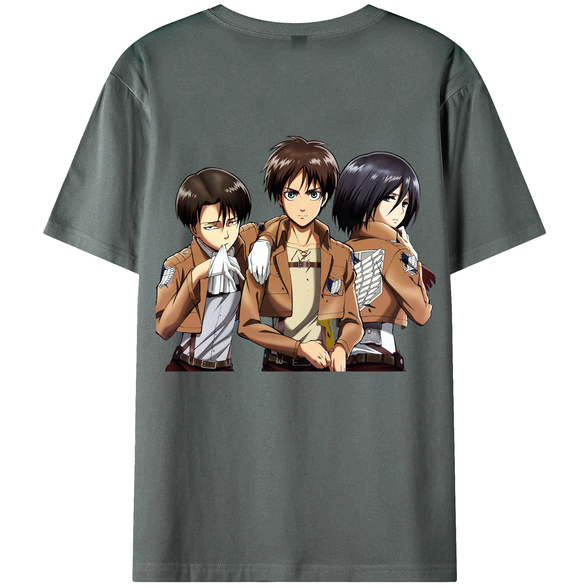 （画像用） 進撃の巨人 エレン･イェーガー Attack on Titan Eren Jäger 綿100％ メンズ半袖Tシャツ（バックプリント） 通気性